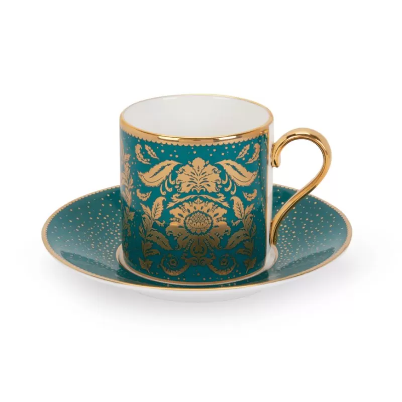 Cups & Saucers | Royal Collection Shop Acanthus Teal Coffee Cup And Saucer
