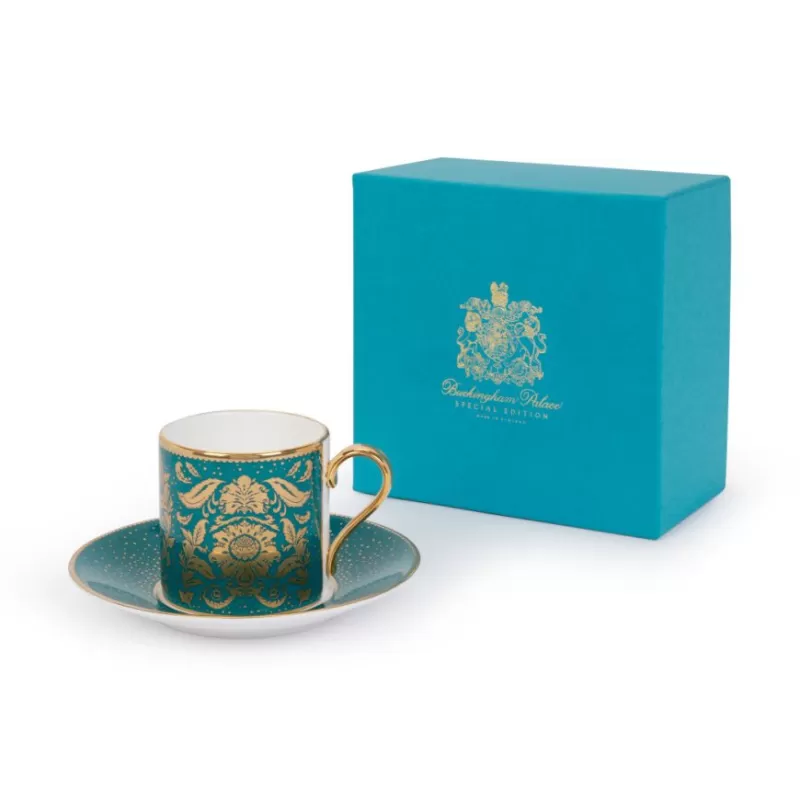 Cups & Saucers | Royal Collection Shop Acanthus Teal Coffee Cup And Saucer