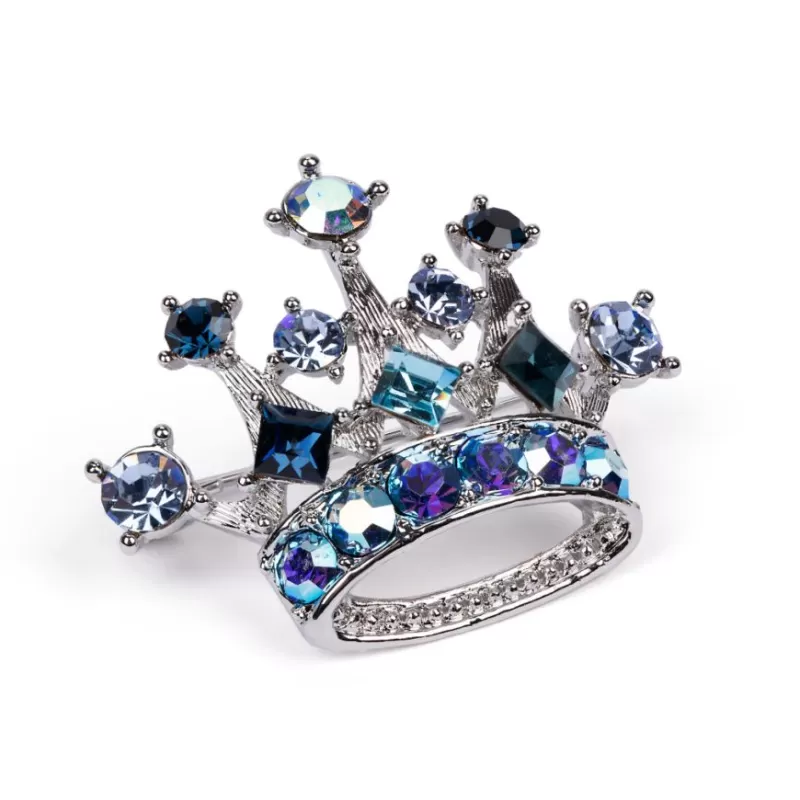 Brooches | Royal Collection Shop Blue And Silver Crown Brooch