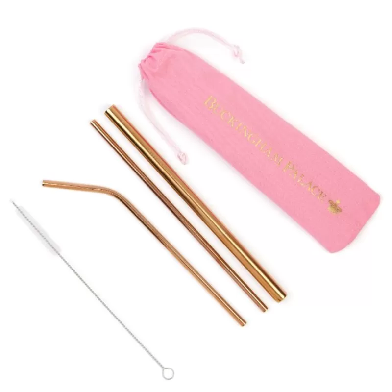 Picnics | Royal Collection Shop Buckingham Palace Reusable Metal Straws In Pink Bag