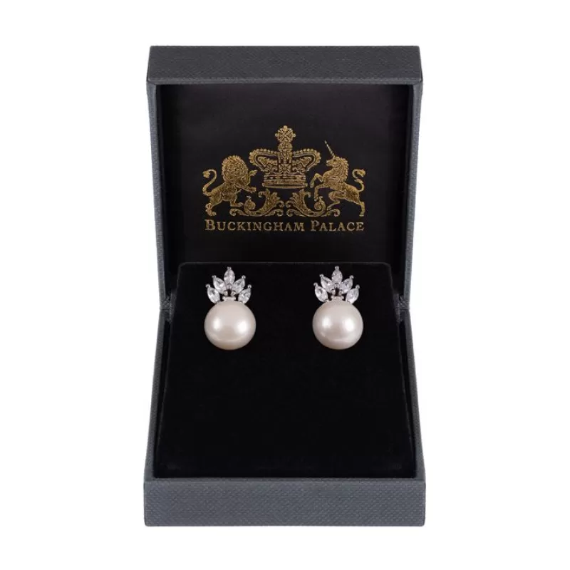 Earrings | Royal Collection Shop Crown And Pearl Stud Earrings