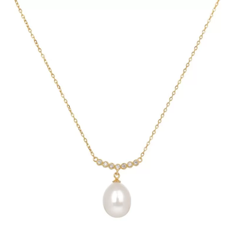 Necklaces | Royal Collection Shop Gold Crescent Pearl Drop Necklace