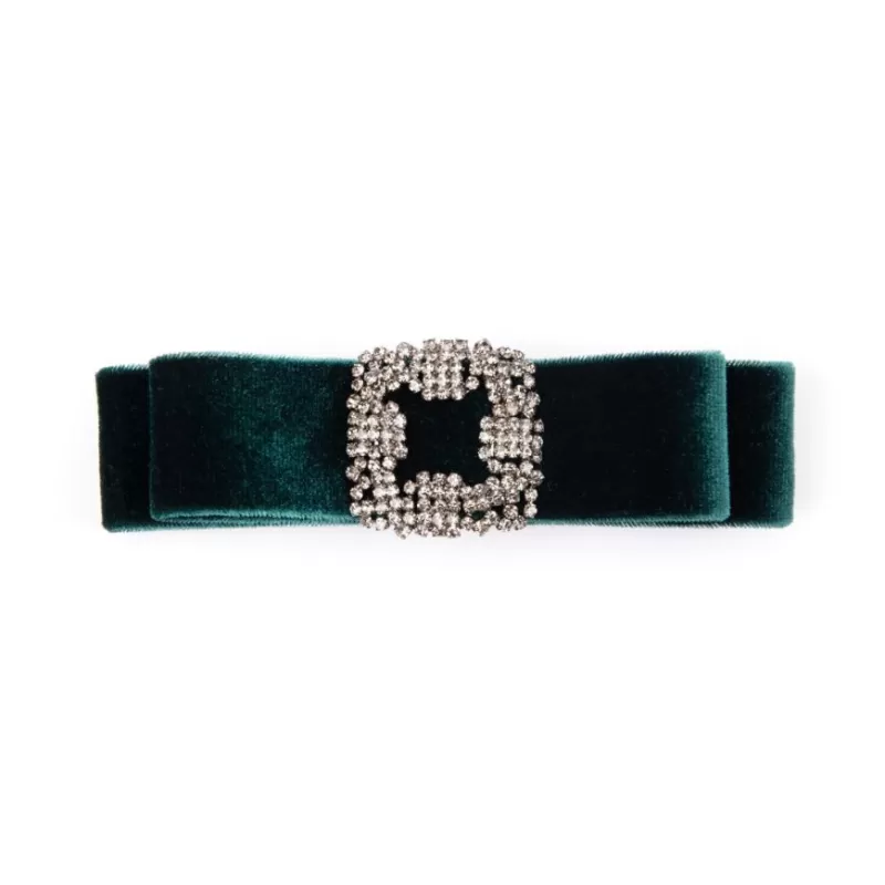 Hair Accessories | Royal Collection Shop Green Velvet Bow Hairclip