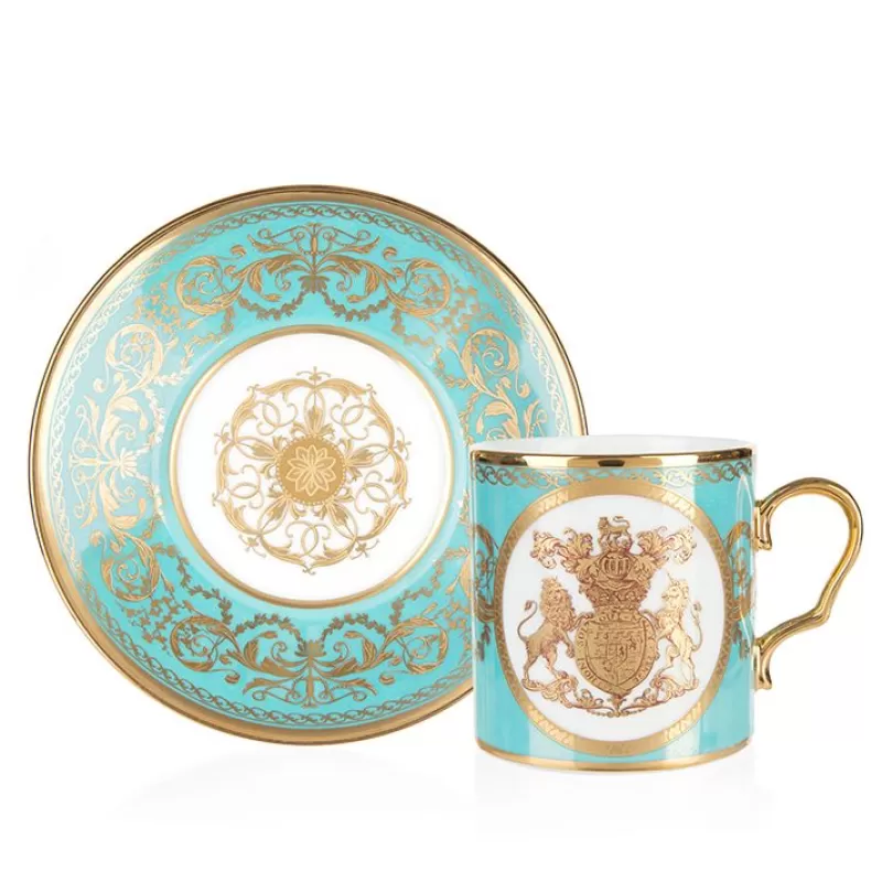 Cups & Saucers | Royal Collection Shop Special Edition Lustre Pink And Green Coffee Cup And Saucer