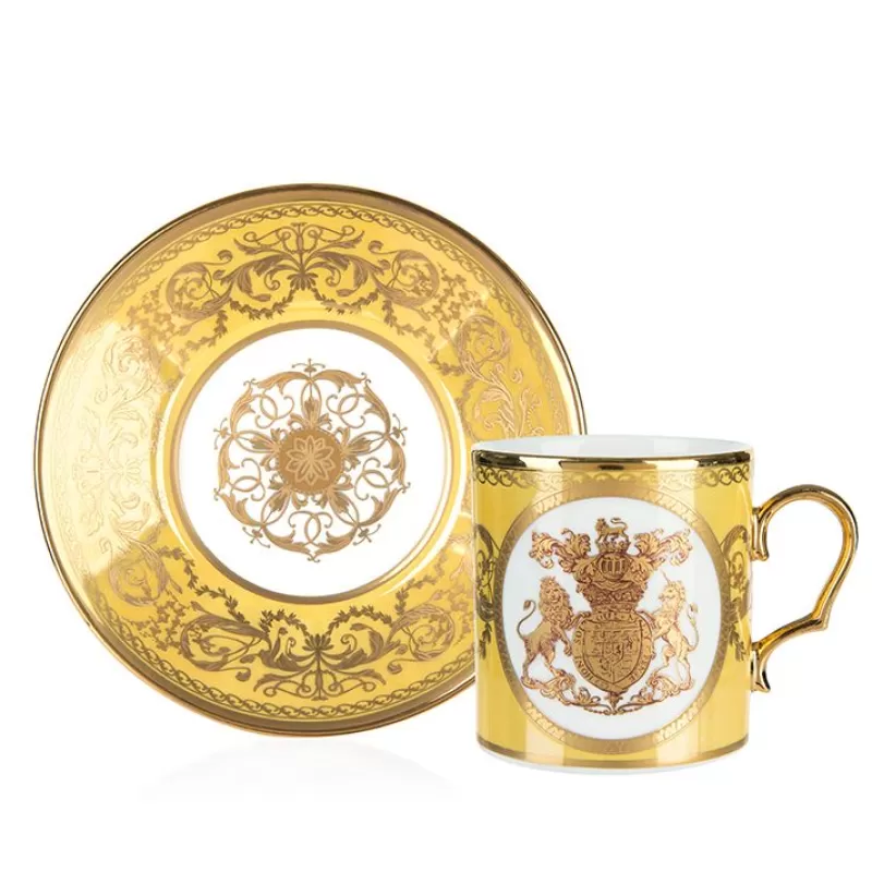 Cups & Saucers | Royal Collection Shop Special Edition Lustre Turquoise And Yellow Coffee Cup And Saucer