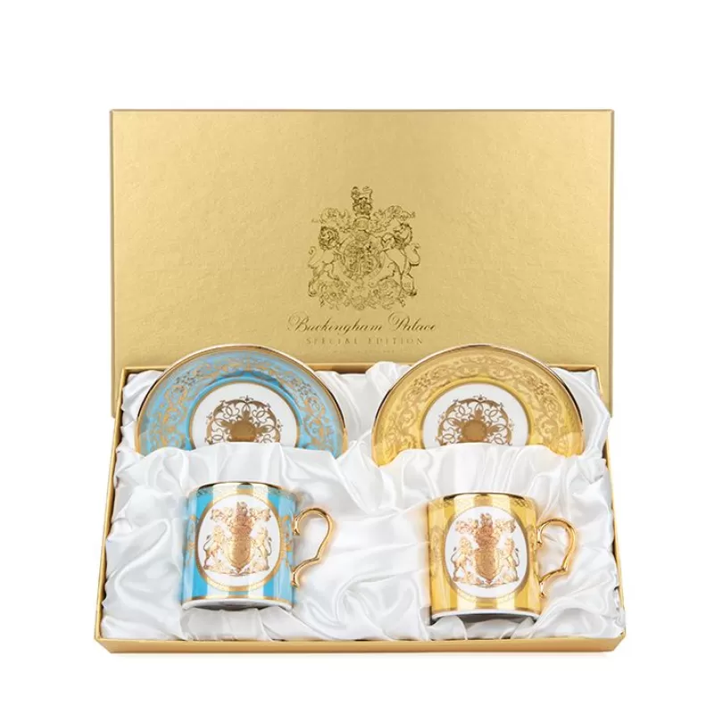 Cups & Saucers | Royal Collection Shop Special Edition Lustre Turquoise And Yellow Coffee Cup And Saucer