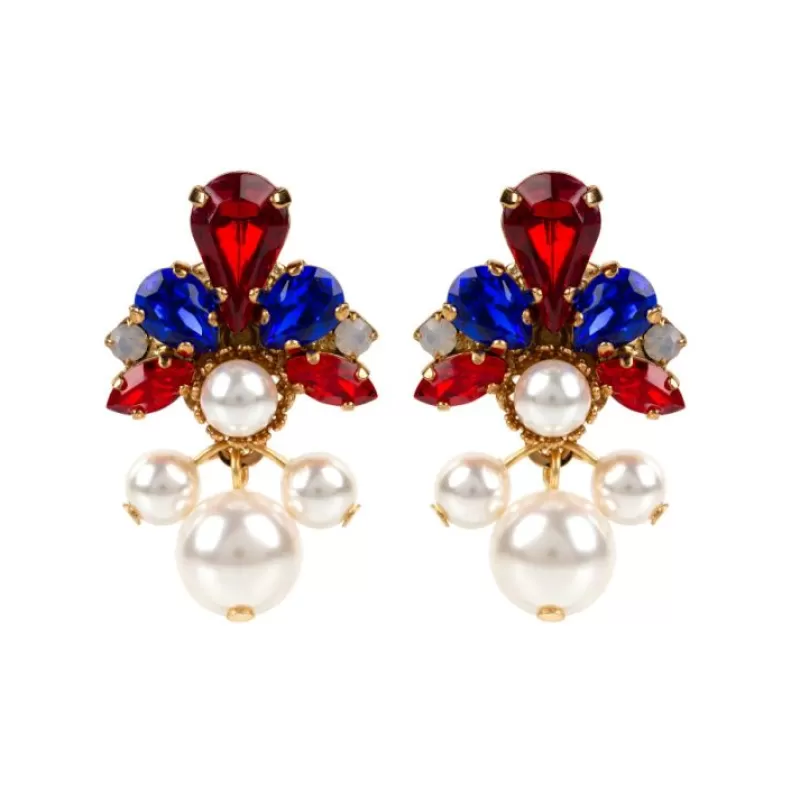 Earrings | Royal Collection Shop Vicki Sarge Red, White And Blue Pearl Drop Earrings