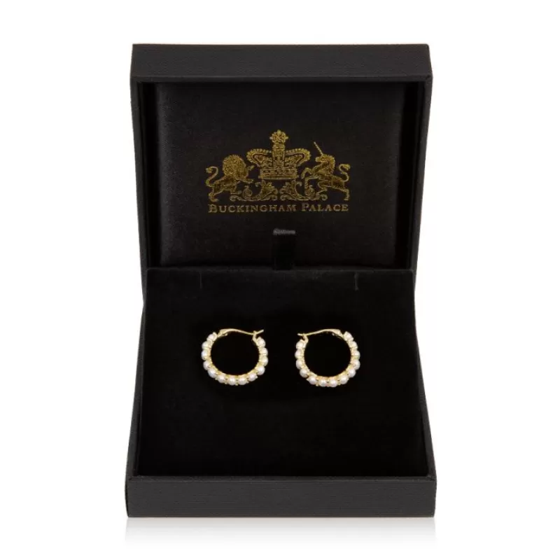 Earrings | Royal Collection Shop White Pearl Hoop Earrings