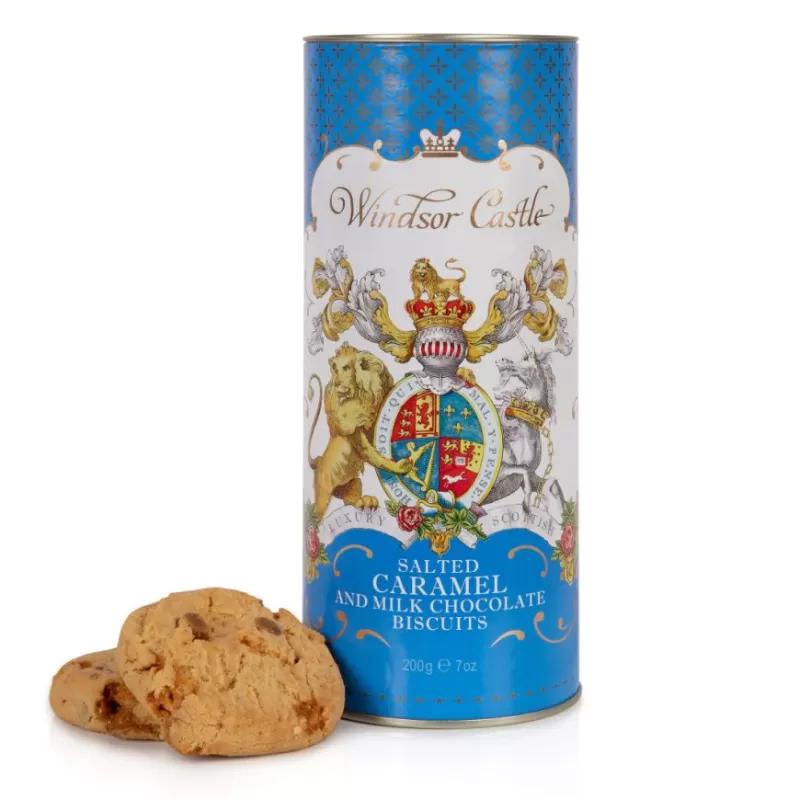 Biscuits | Royal Collection Shop Windsor Castle Salted Caramel And Chocolate Biscuit Tube